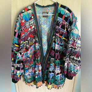 Vintage Rare 90s Paula Sweet Muslin Mink Floral Jacket Size 2XL - Super Funky